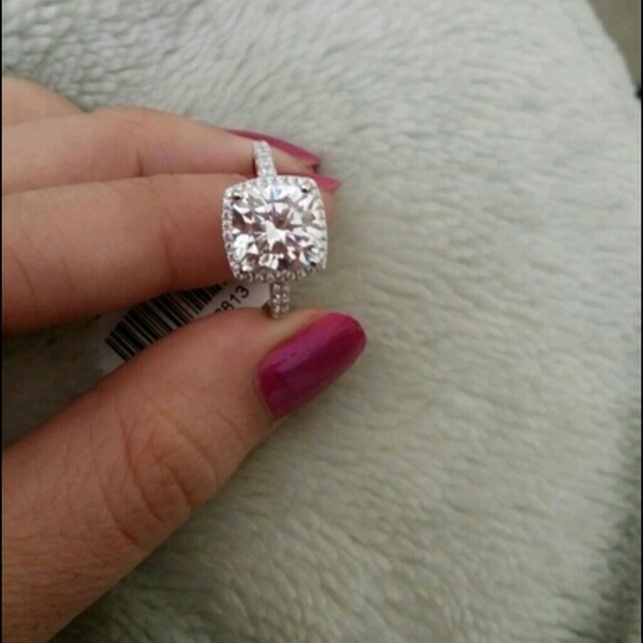 3ct vvs1 certified diamond ring cushion pave bride - Picture 3 of 4